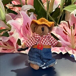 Russ Berrie Cowboy Bear Decor - Brown, Red, Blue